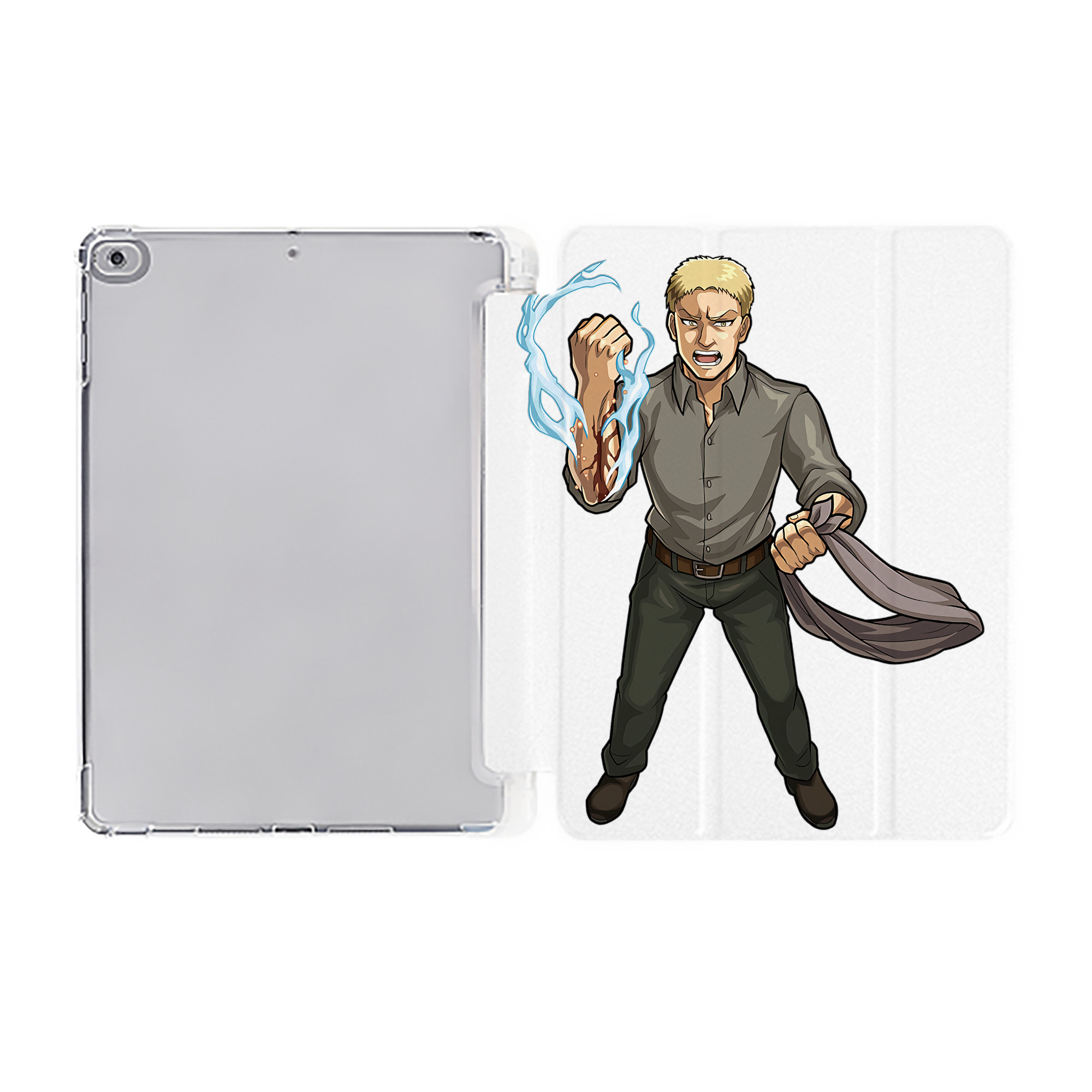 （画像用） 進撃の巨人 ライナー・ブラウン Attack on Titan Reiner Braun IPad ケース ペン収納付き 三つ折りスタンド PUレザー×シリコン 対応機種9.5/10.5/10.9インチ